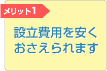 メリット1 設立費用を安くおさえられます